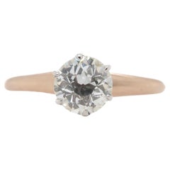 14K & Platine GIA .72ct Bague de fiançailles diamant vieux européen - VEG#2311a