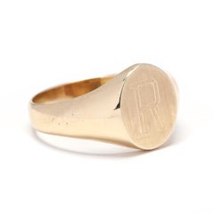 14K R Signet Ring