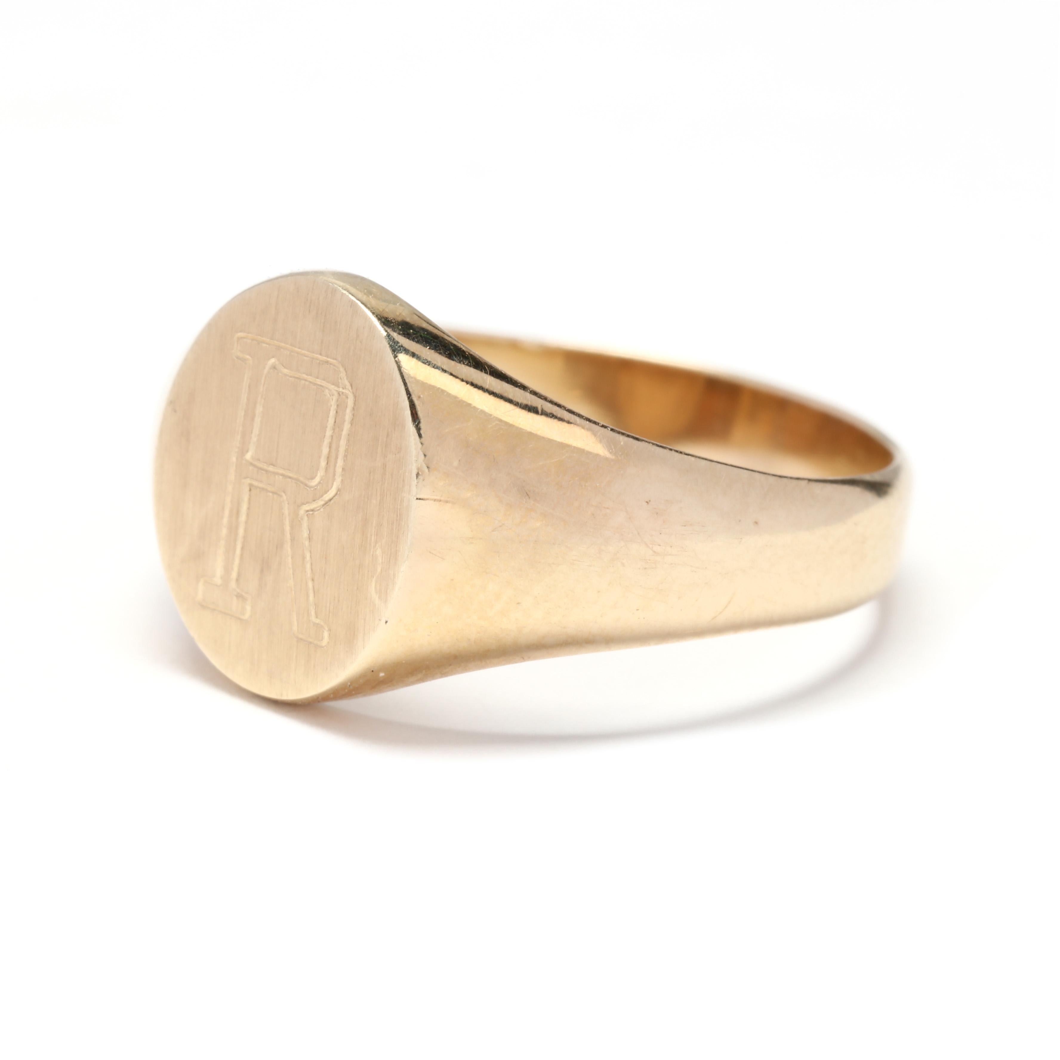 Women's or Men's 14K R Signet Ring