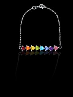 14K Rainbow Gem Chain Bracelet
