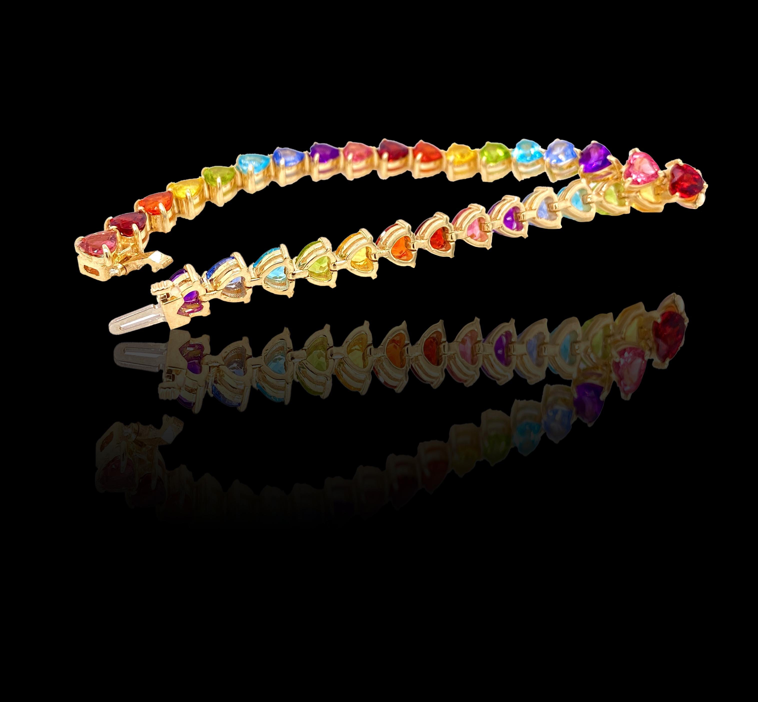 14K Rainbow Gem Tennis Bracelet White Gold For Sale 3