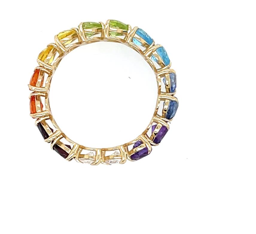 For Sale:  14K Rainbow Gems Eternity Ring 6