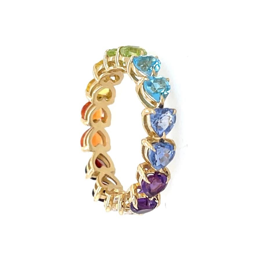 For Sale:  14K Rainbow Gems Eternity Ring 7
