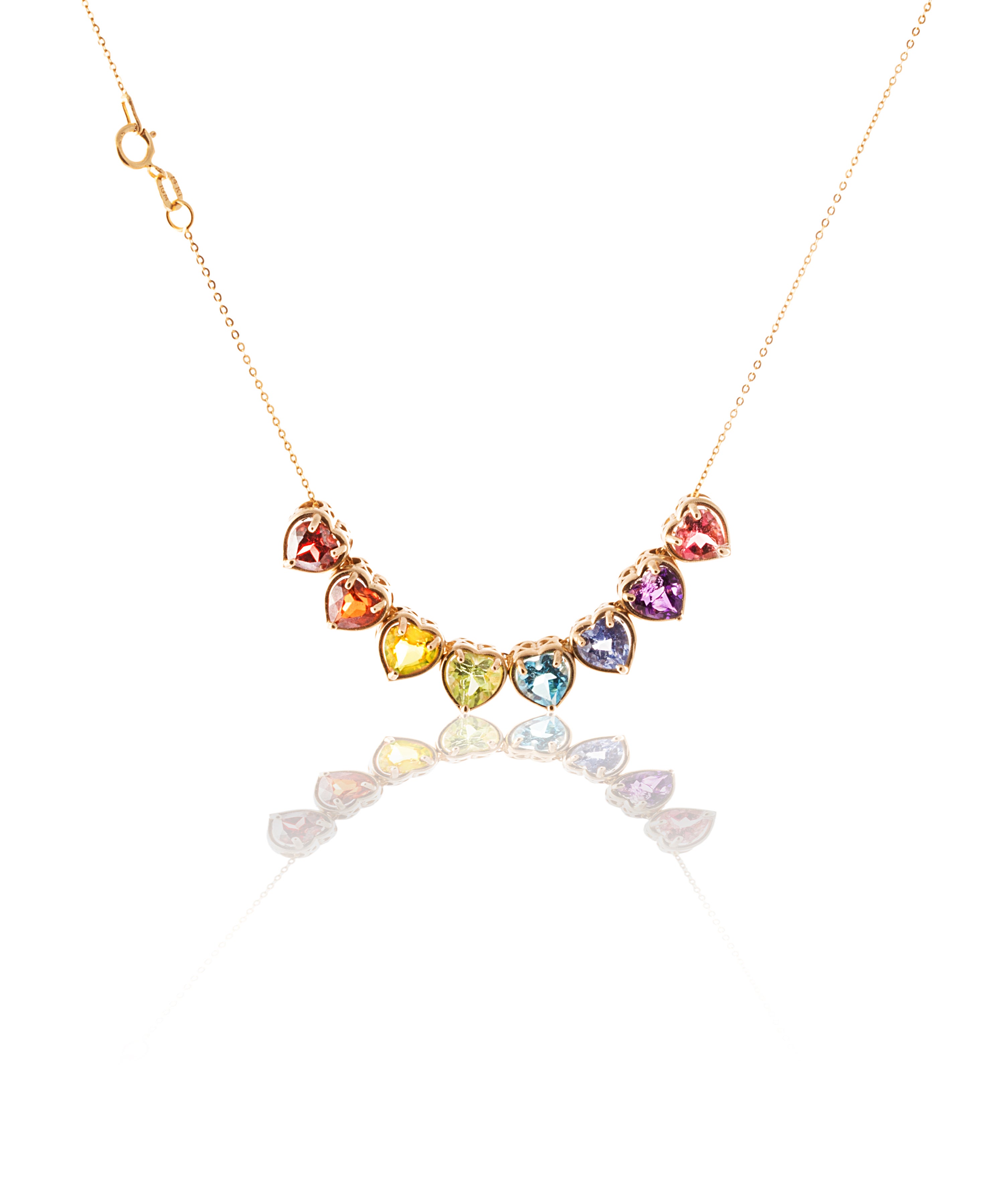 Collar Deslizante Corazón Arco Iris 14K en venta