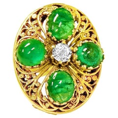 14K Real Vintage 8,50 Karat Smaragd- und Diamantring mit Smaragd