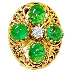 14K Real Vintage 8.50 CARAT Emerald And Diamond Ring