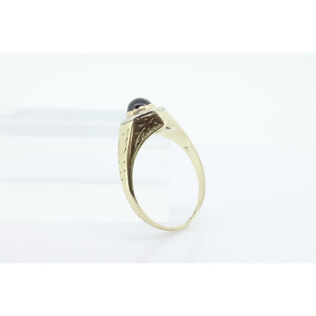 Anillo antiguo de turmalina roja de 14k. Solitario de Turmalina Cabujón Redondo engastado en bisel en venta 2