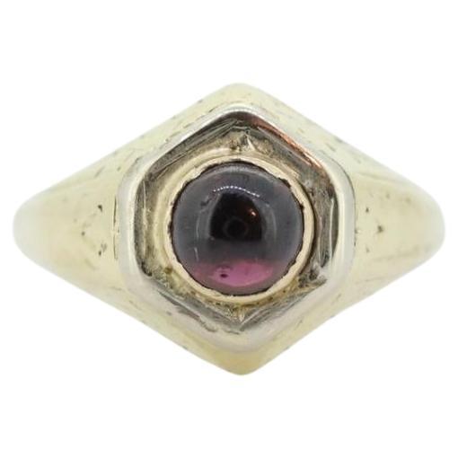Anillo antiguo de turmalina roja de 14k. Solitario de Turmalina Cabujón Redondo engastado en bisel en venta