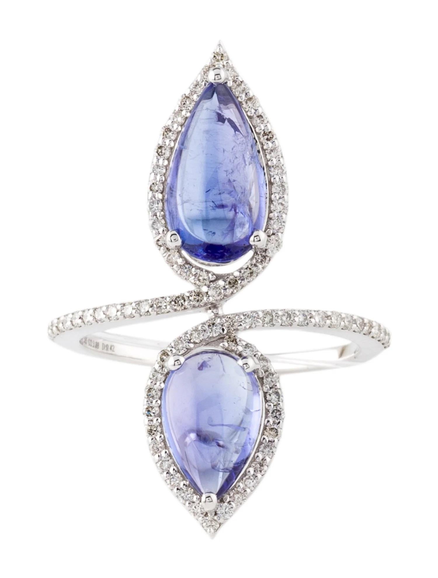 Artiste Bague cocktail en or blanc 14K rhodié 2,28ctw Tanzanite et diamant, taille 6,5 en vente