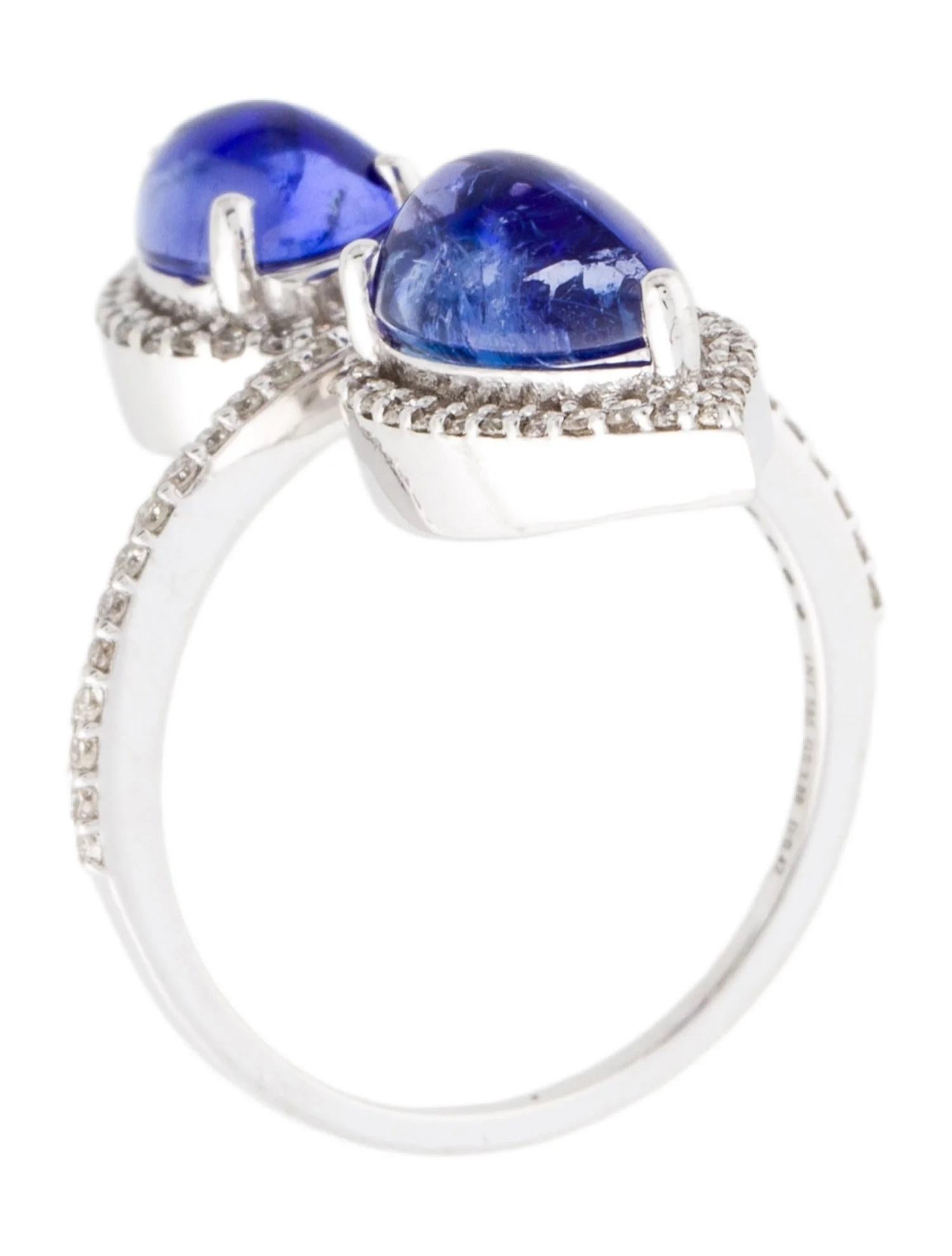 Bague cocktail en or blanc 14K rhodié 2,28ctw Tanzanite et diamant, taille 6,5 Neuf - En vente à Holtsville, NY