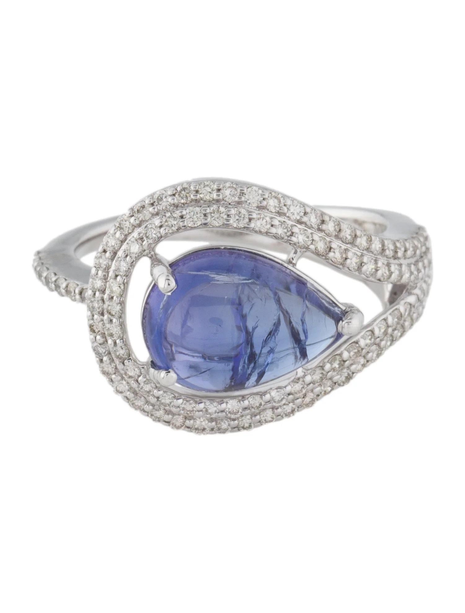 Artiste Bague cocktail en or blanc 14 carats plaqué rhodium, tanzanite 3,96 carats et diamants, taille 7 en vente