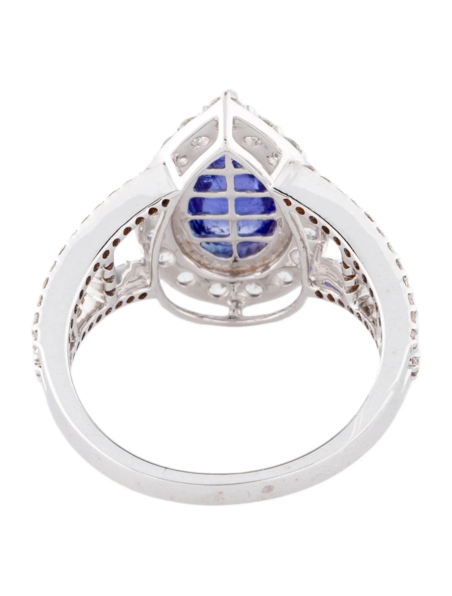 14 Karat rhodinierter Weißgold Tansanit, 0,59 Karat Saphir & 0,15 Karat Diamant Cockta (Cabochon) im Angebot