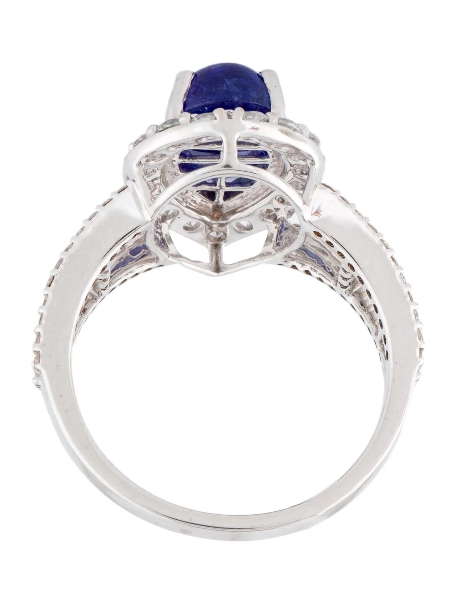 14 Karat rhodinierter Weißgold Tansanit, 0,59 Karat Saphir & 0,15 Karat Diamant Cockta im Zustand „Neu“ im Angebot in Holtsville, NY