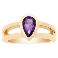 Bague 14 carats avec améthyste et diamants
