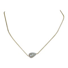 14k Rolo Chain Baroque Cultured Pearl Necklace