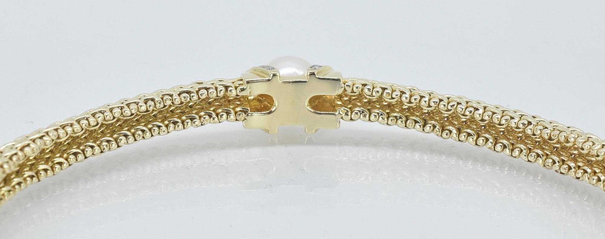 14k Rope Design Bracelet with Pearl, SKD, Scott Keating Design In Good Condition For Sale In Toledo, OH
