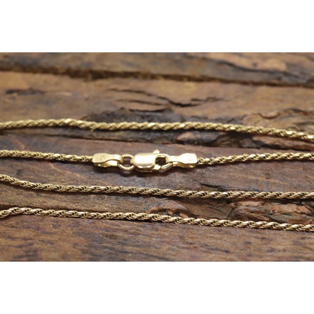 Collana in corda 14k. Collana lunga in corda 14k. 3,5 grammi Lunghezza 16 pollici Larghezza 1,5 mm in vendita 7