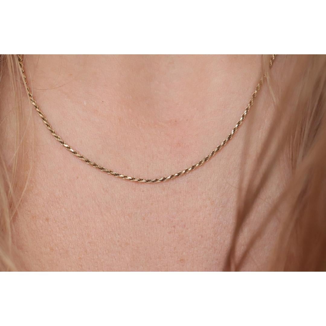 Collana in corda 14k. Collana lunga in corda 14k. 3,5 grammi Lunghezza 16 pollici Larghezza 1,5 mm in vendita 2