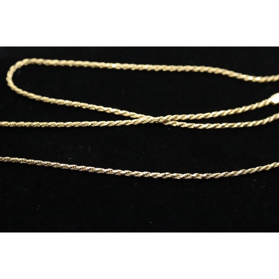 Collana in corda 14k. Collana lunga in corda 14k. 3,5 grammi Lunghezza 16 pollici Larghezza 1,5 mm in vendita 5