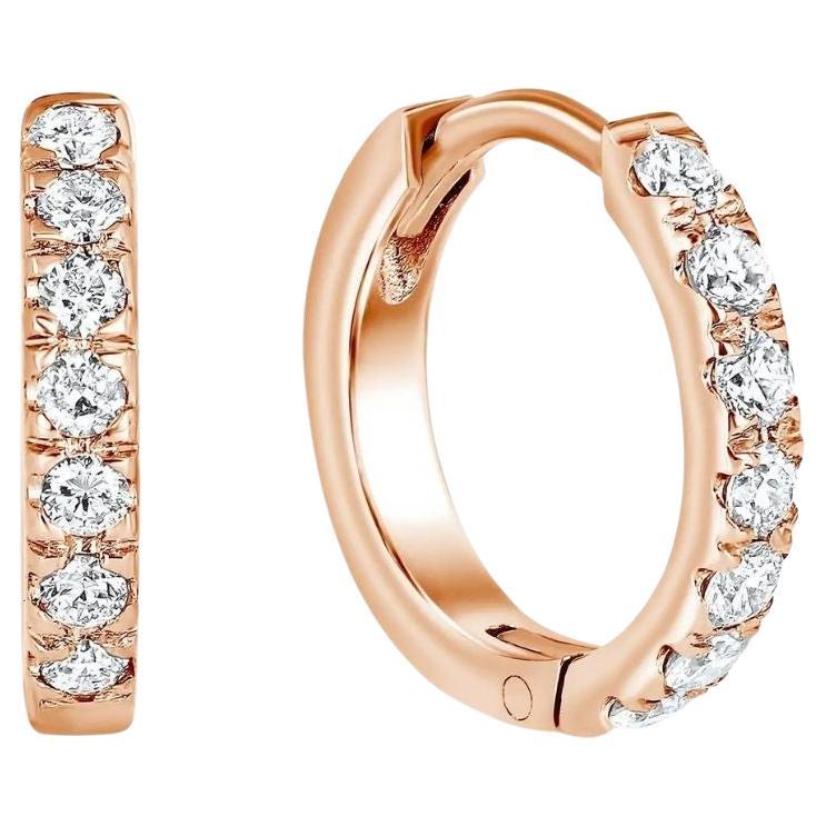 0.30 Carat Diamond Huggie Hoops Earrings in 14K Rose Gold, Shlomit Rogel For Sale