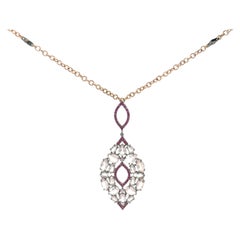 14k Rose and Black Gold Italian Gothic Mixed Cut Gemstone Pendant Necklace