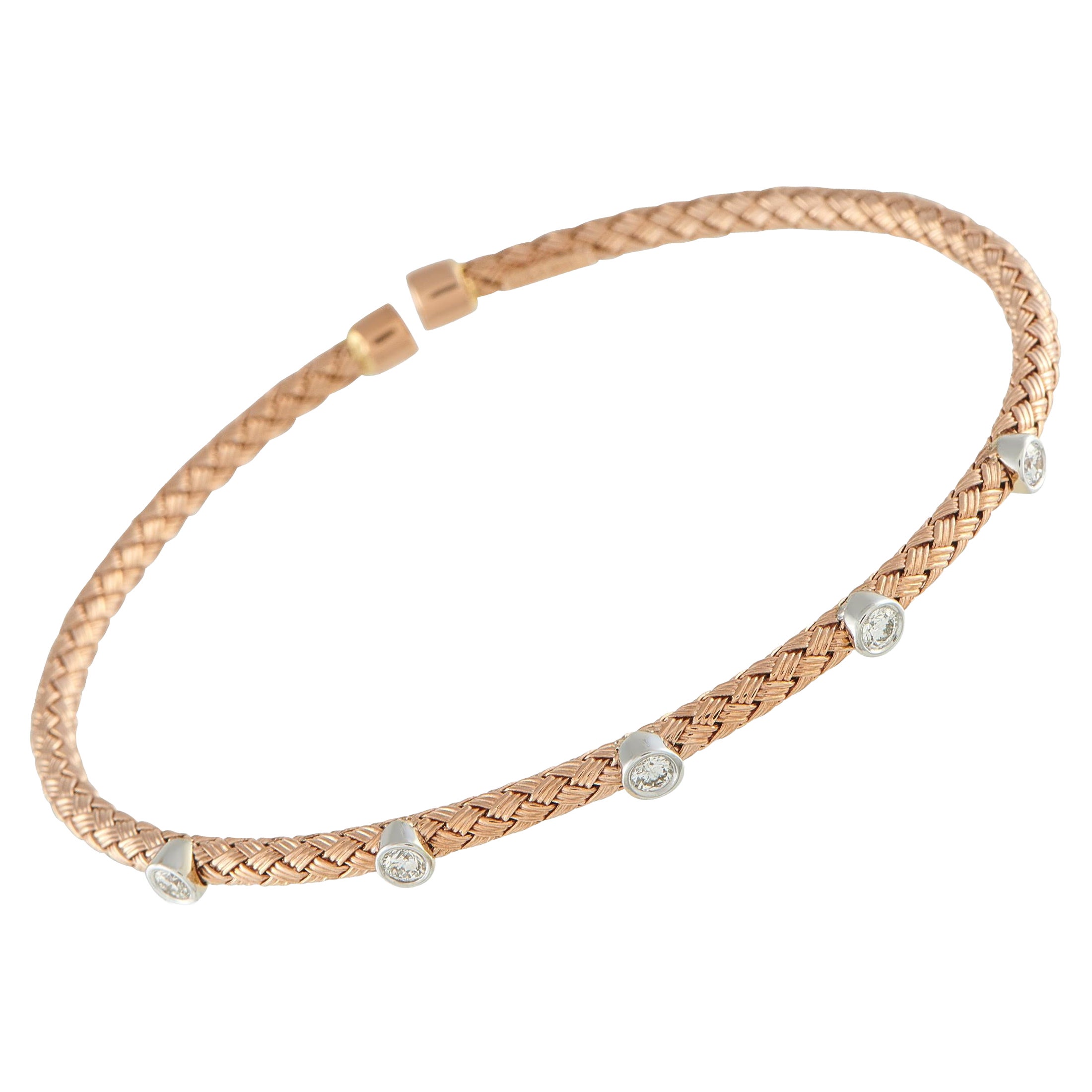 14K Rose and White Gold 0.52ct Diamond Bracelet MF08-111325 For Sale