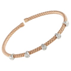 14K Rose and White Gold 0.54ct Diamond Woven Bangle Bracelet MF12-111325