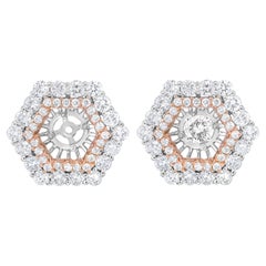 14K Rose and White Gold 1 7/8 Carat Diamond Double Halo Earring Jacket for Studs