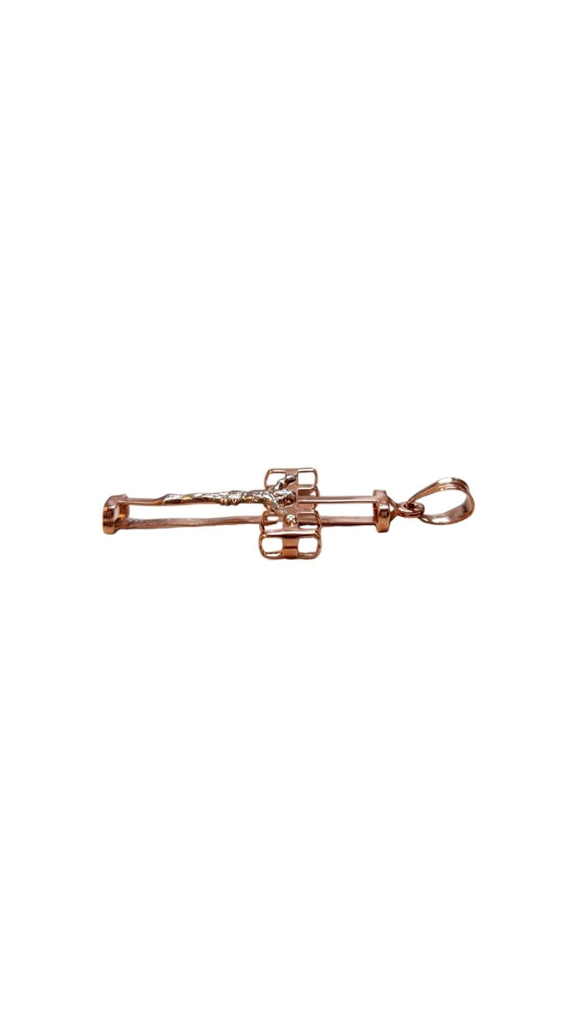 14K Rose and Yellow Gold Crucifix Charm Pendant #20531 For Sale 1