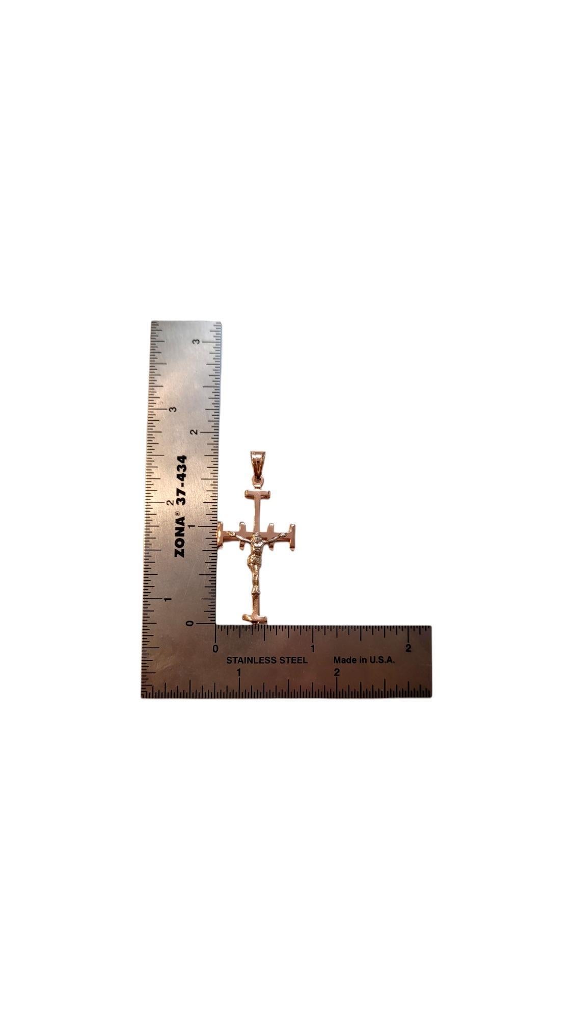 14K Rose and Yellow Gold Crucifix Charm Pendant #20531 For Sale 3