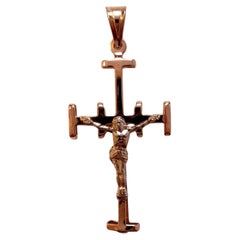 14K Rose und Gelbgold Kruzifix Charm Anhänger #20531
