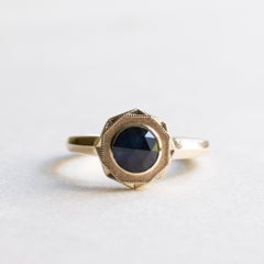 14K Rose Cut 1.12 Carat Sapphire Ring