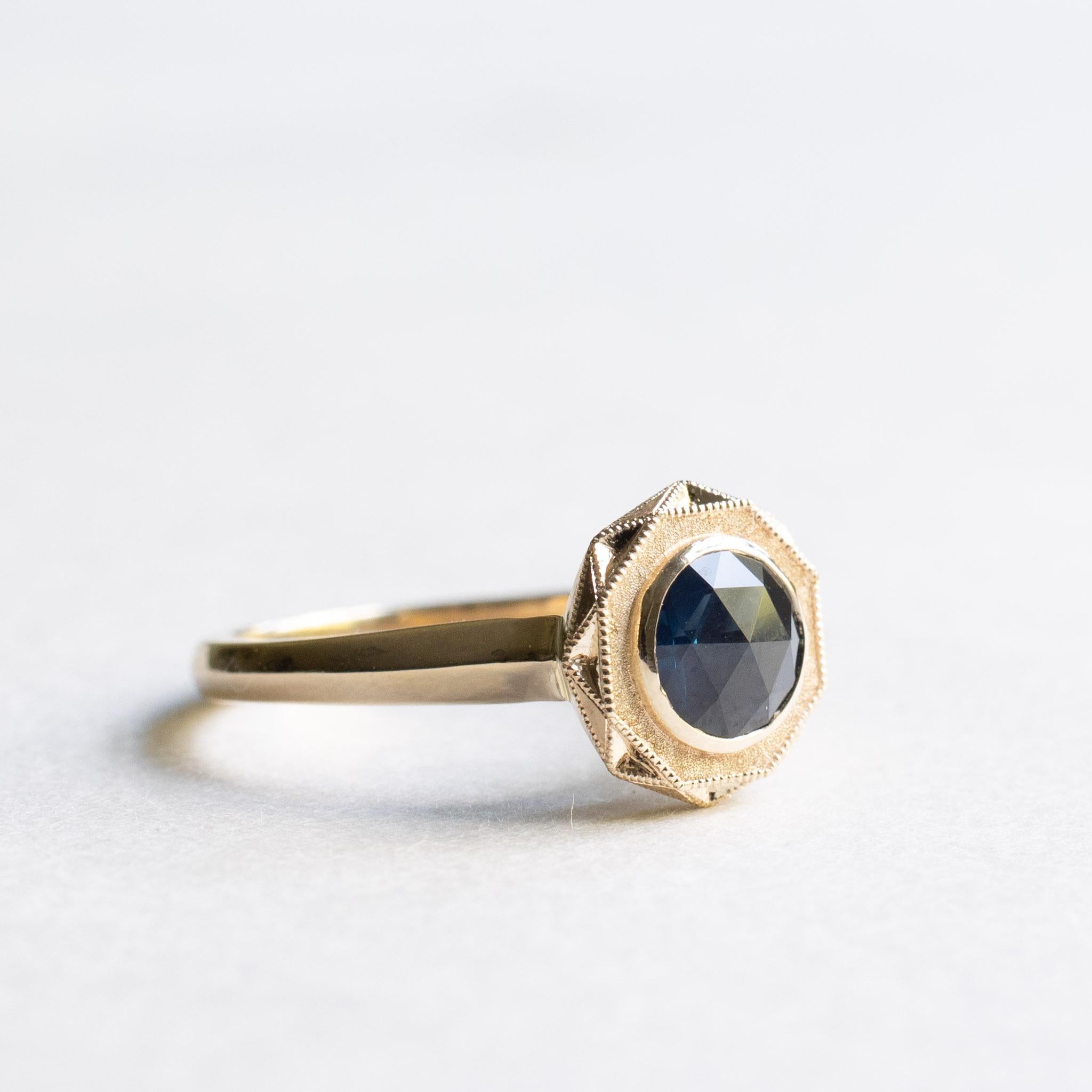 14K Rose Cut 1,12 Karat Saphir Ring im Angebot 1