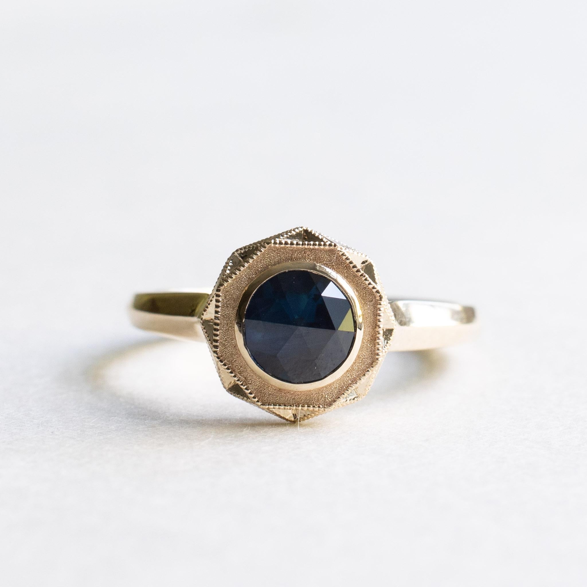 14K Rose Cut 1,12 Karat Saphir Ring im Angebot 2