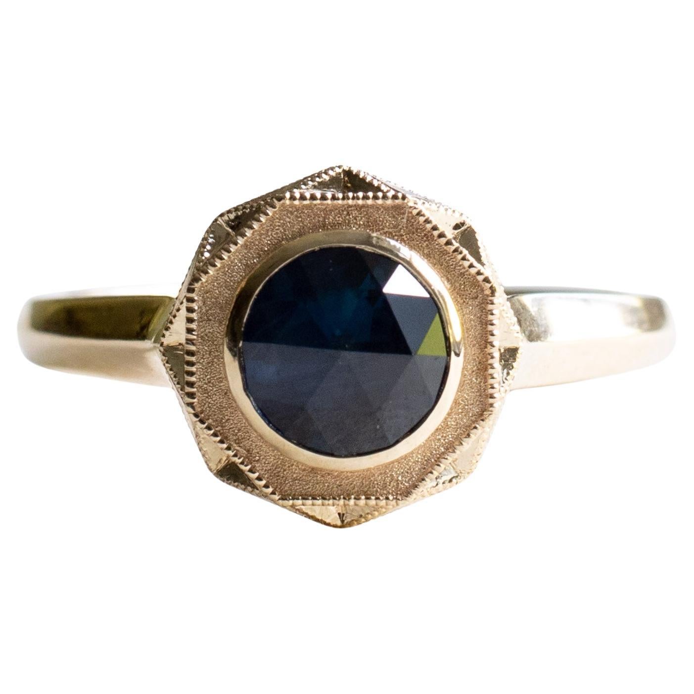14K Rose Cut 1,12 Karat Saphir Ring im Angebot