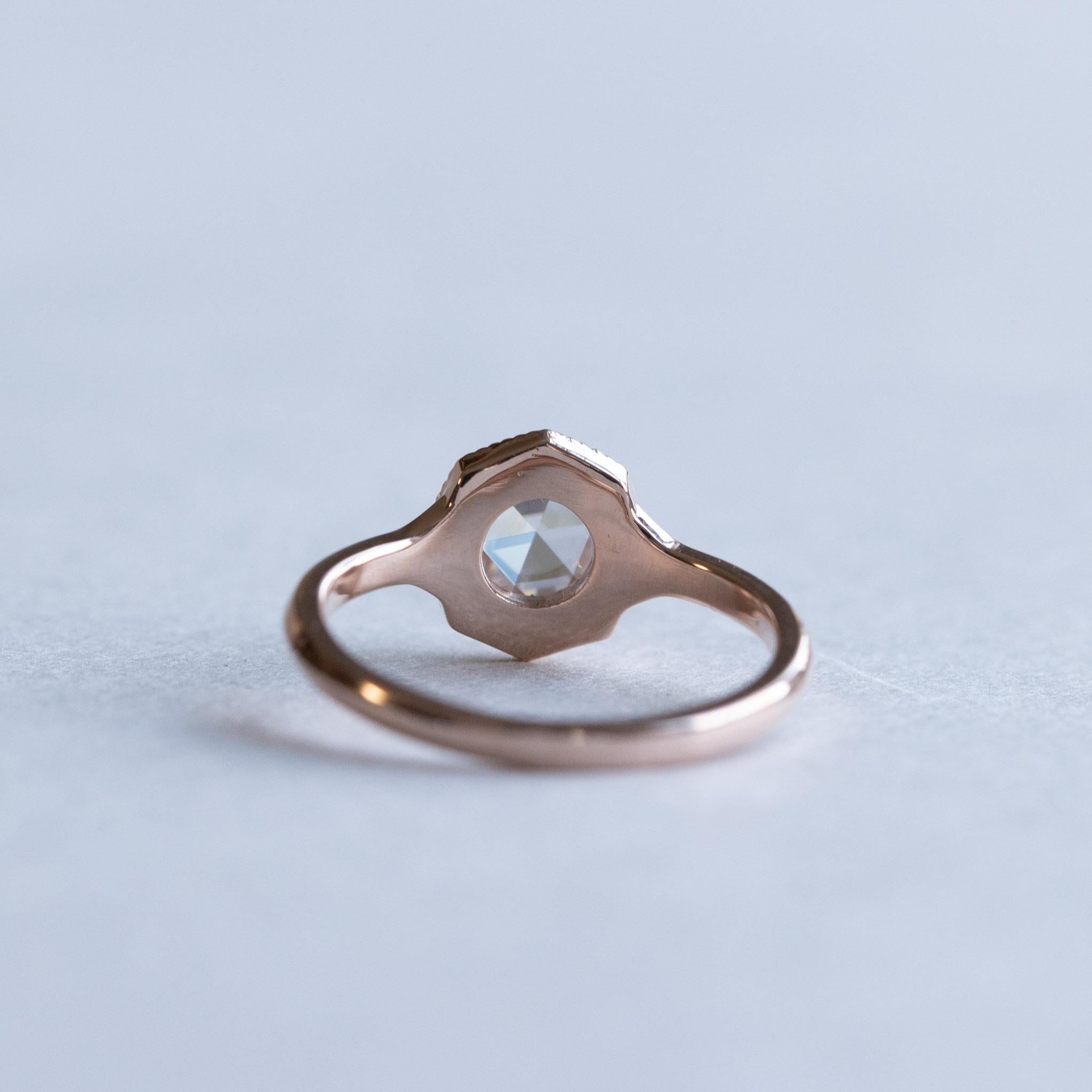 14k Rose Cut 0.75 Carat Diamond Ring, Rose Gold Ring, Engagement Ring 3