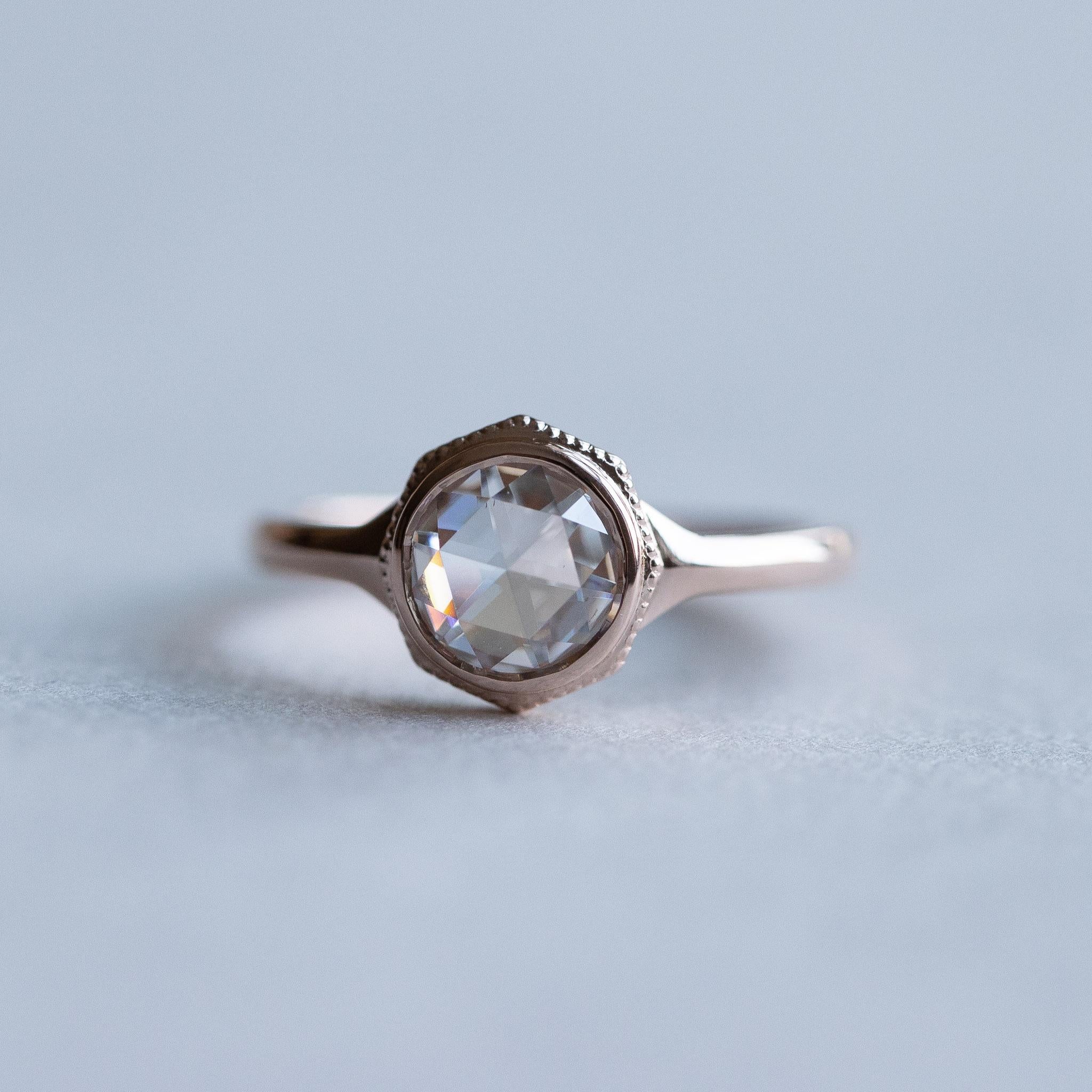 14k Rose Cut 0.75 Carat Diamond Ring, Rose Gold Ring, Engagement Ring 4