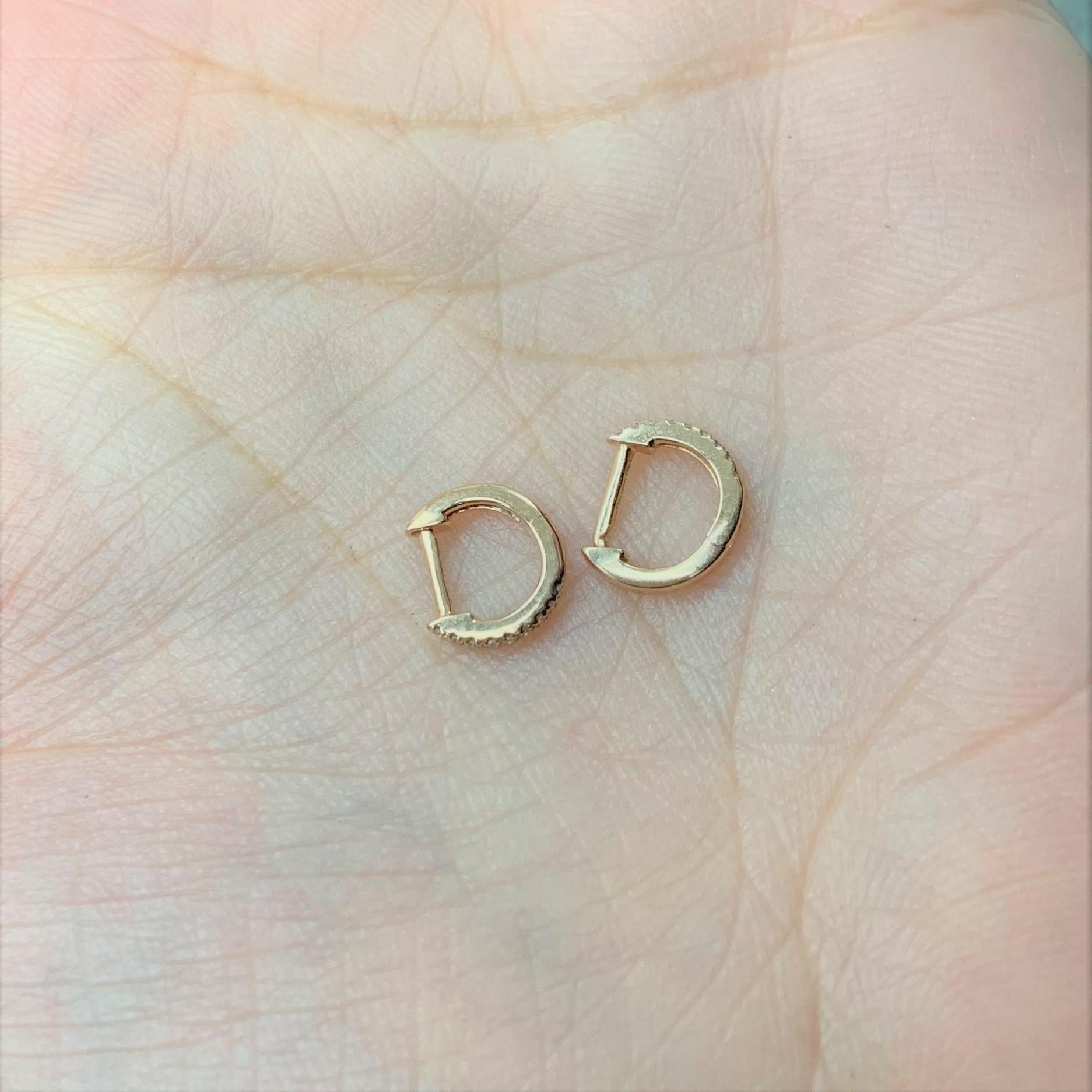 14k rose gold huggie hoop earrings