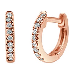 14K Rose Gold 0.05 Carat Diamond Huggie Hoop Earrings