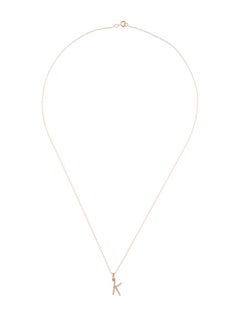 14k Rose Gold 0.06 Carat Diamond Initial Pendant Necklace, Initial K