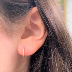 14K Rose Gold 0.07 Carat Diamond Huggie Hoop Earrings