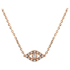 14 Karat Rose Gold 0.08 Carat Diamond Evil Eye Necklace