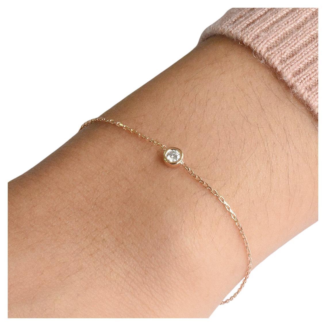 14k Rose Gold Diamond Bezel Bracelet 