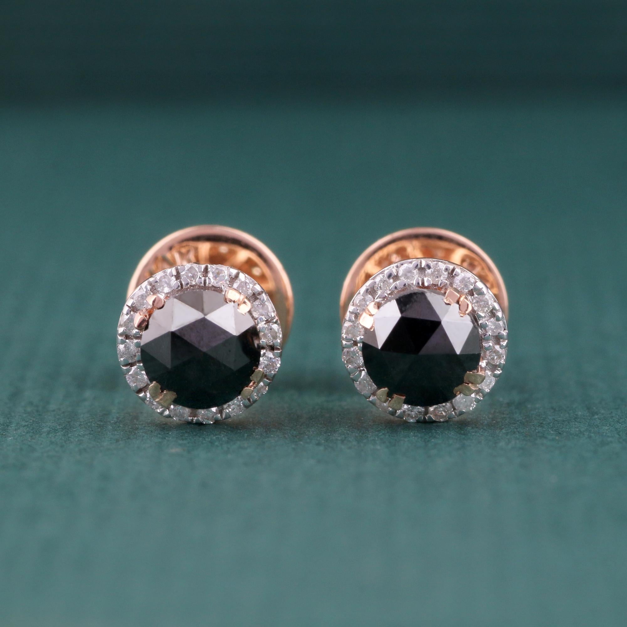 genuine black diamond stud earrings