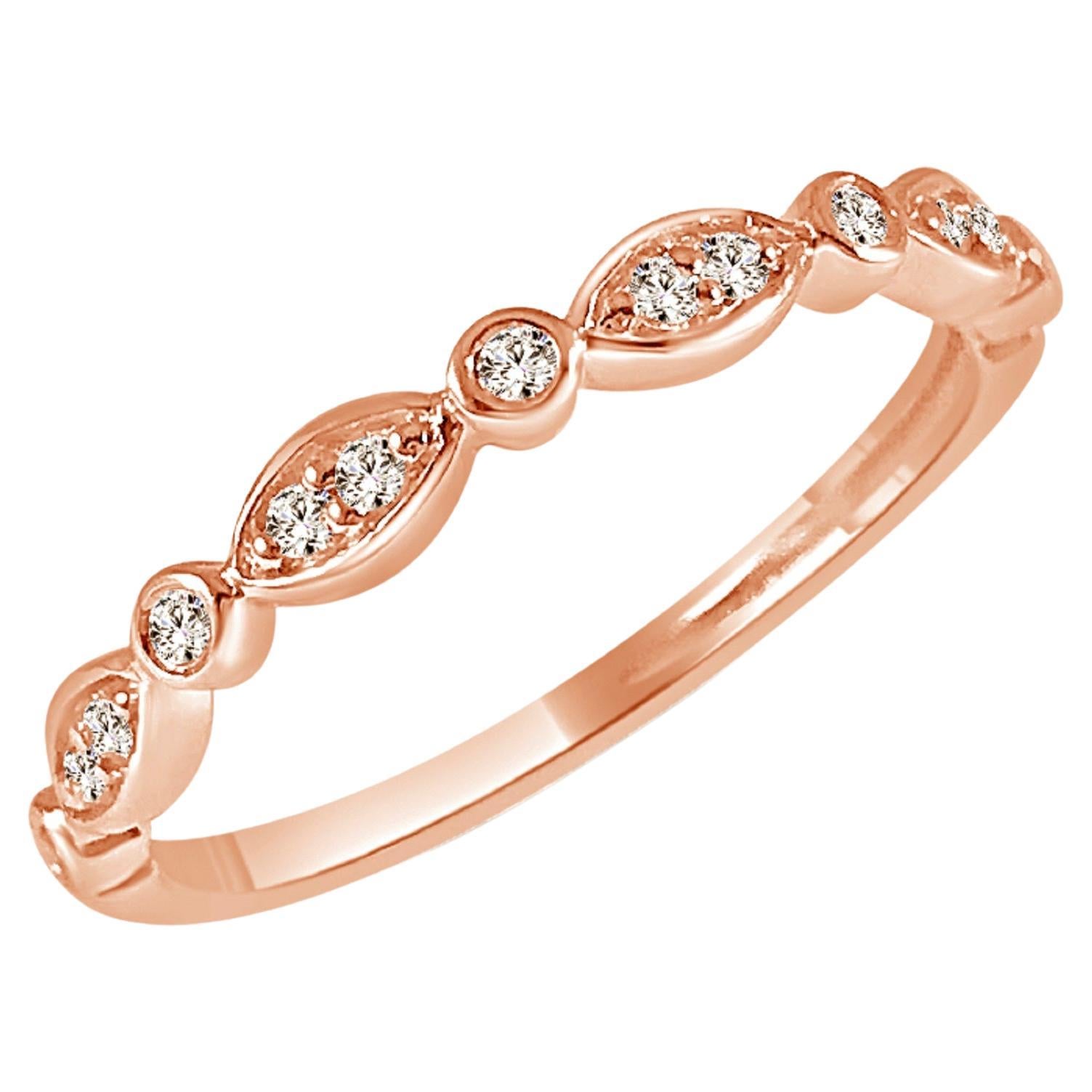 14K Rose Gold 0.10ct Diamond Band for Her For Sale