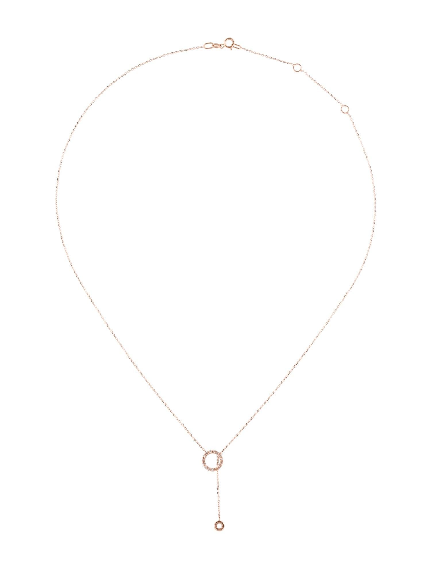Contemporary 14K Rose Gold 0.10ct Diamond Dangle Necklace for Her For Sale