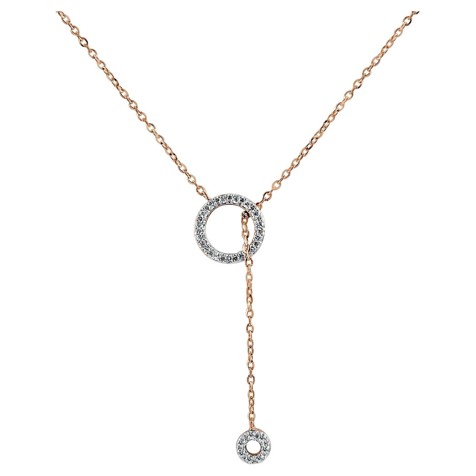 14K Rose Gold 0.10ct Diamond Dangle Necklace for Her