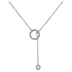 14K Rose Gold 0.10ct Diamond Dangle Necklace for Her