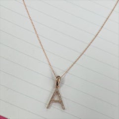14K Rose Gold 0.10ct Diamond Initial a Pendant for Her