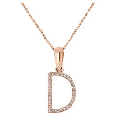 14K Rose Gold 0.10ct Diamond Initial D Pendant for Her